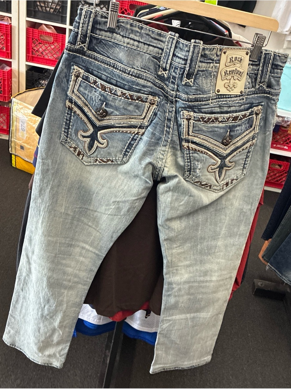 Men’s Rock Revival Distressed Jeans 👖 Pre Owned Used Sz 34 Streetwear - Picture 14 of 15